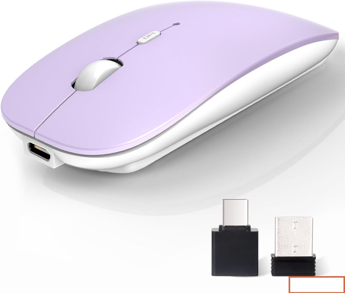 AE WISH ANEWISH Bluetooth Maus fur Laptop/iPad/iPhone/Mac (iOS 13.3.2 und höher) / PC/Tablet, Wiederaufladbare Leise Mini Maus für Windows/Linux, 3 DPI Einstellbar Tri-Mode-violett