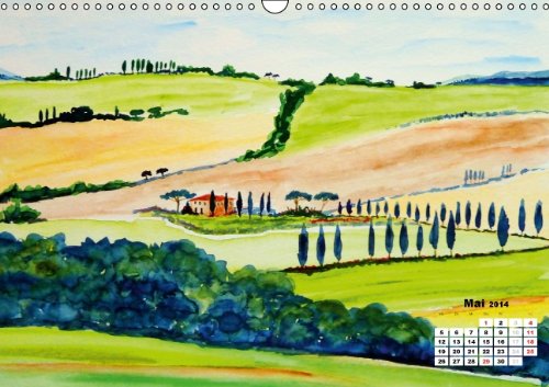 Toskana in Aquarell (Österreichisches Kalendarium) (Wandkalender 2014 DIN A3 quer): Aquarelle der wunderschönen Toskana in Italien (Monatskalender, 14 Seiten)