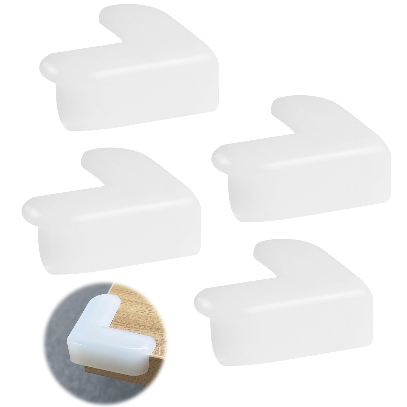 4PCS 100% Silicone Corner Protectors, L-Shaped Baby Proofing Safety Edge Protectors Edge Guards Strong Adhesion Soft Table Cabinets Bumper for Kids Safety Furniture Against Sharp Corners