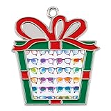 Colorful Eye Glasses Christmas Pendants Hanging Decorations Ornament Art Craft for Christmas Tree Home Party Trapezoid