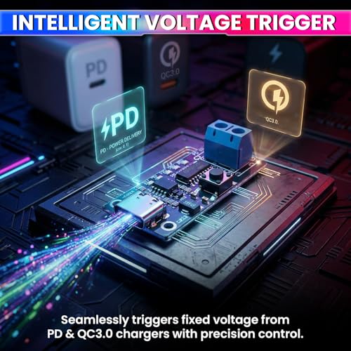 Image of USB Type-C Trigger Module 100W 5A with LED Voltage Indicator | Adjustable 5V 9V 12V 15V 20V Output Testing Unit | DIY Power Supply Tester Board for Electronics Projects