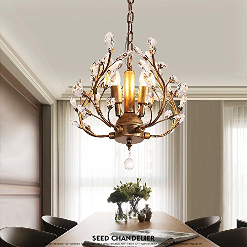 Lustre industriel cristal E14 lampe suspendue vintage cuivre loft cuisine et salon
