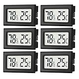 JEDEW 6er-Set Mini Digitale Thermometer-Hygrometer, Innen Temperatur- und Luftfeuchtigkeitmessgerät für Innenraum Gewächshaus Luftbefeuchter Reptilien, Großer LCD-Bildschirm Zentigrad ℃ (6)