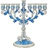 The dreidel company enameled metal menorah with jeweled accents hand painted enamel menorah bluewhitesilver  urban country home decor