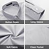 Enlision Mens Dress Shirt Causal Pinstripe Button Down Shirt for Men Long Sleeve Dark Grey Office Classic Regular Fit with Pocket 3XL #4