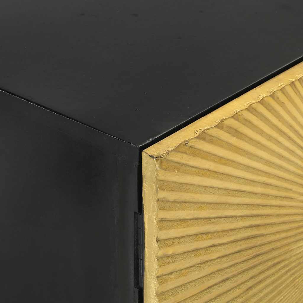 Szafka pod telewizor z litego drewna mango, 110 x 30 x 45 cm, czarna i złota, szafka pod telewizor