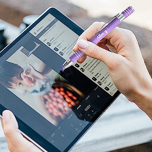 LINMQIU Stylo à bille multicolore personnalisé, stylo à bille personnalisé doux au toucher avec stylet, stylo nominatif en métal personnalisé pour bureau, entreprise, école – Encre noire - 48Pièces – vue 3
