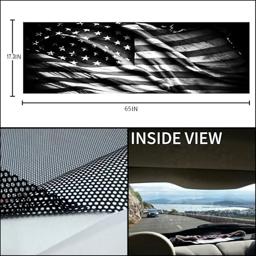 Image of Rear Window Decals for Trucks - 65x17.3 in Back Window American Flag Decals Fit Most Pickup Trucks SUV, Vinyl Back Window Decal Truck Rear Window Graphics for Personalized