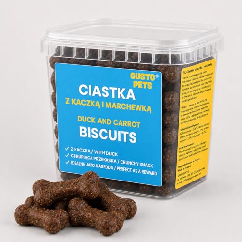 GUSTO PETS Biscotti per cani con anatra e carote 450 g - Dolcetti croccanti per addestramento per cani - Snack naturale premium - Ideale come premio
