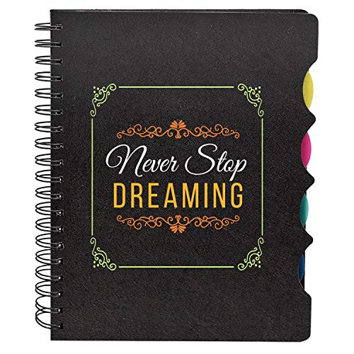 TheYaYaCafe® Wirebound Travel Pad Notebook A5 Size, 300 Ruled Pages Never stop dreaming Motivational Quote Printed Notepad