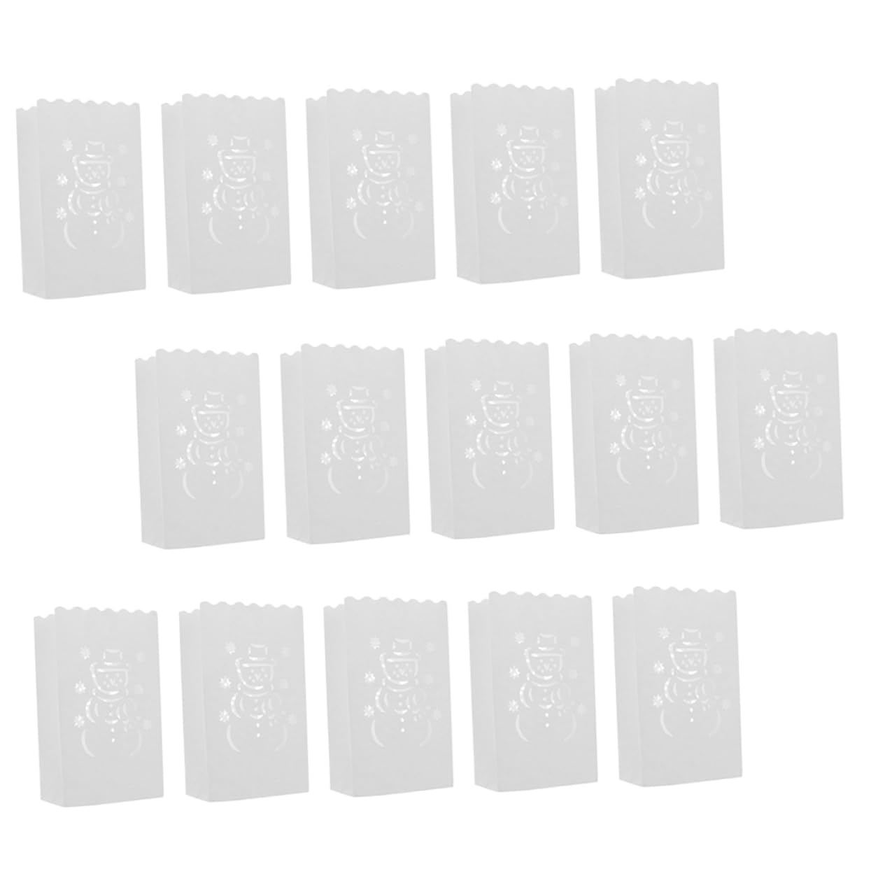 MERRYHAPY 30Pcs Snowman Hollow Candle Bags for Christmas Decor Resistant Luminary Pouches for Tea Light Candles for Holiday Parties and Festive Celebrations