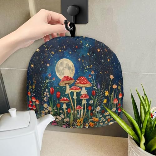 Image of Tea Cozy Red Mushroom Print Creative Insulated Tea Cosy Extra Thick Home Kitchen Decoration Creative Gifts Dust Teapot Cover Kitchen Accessories for Travel