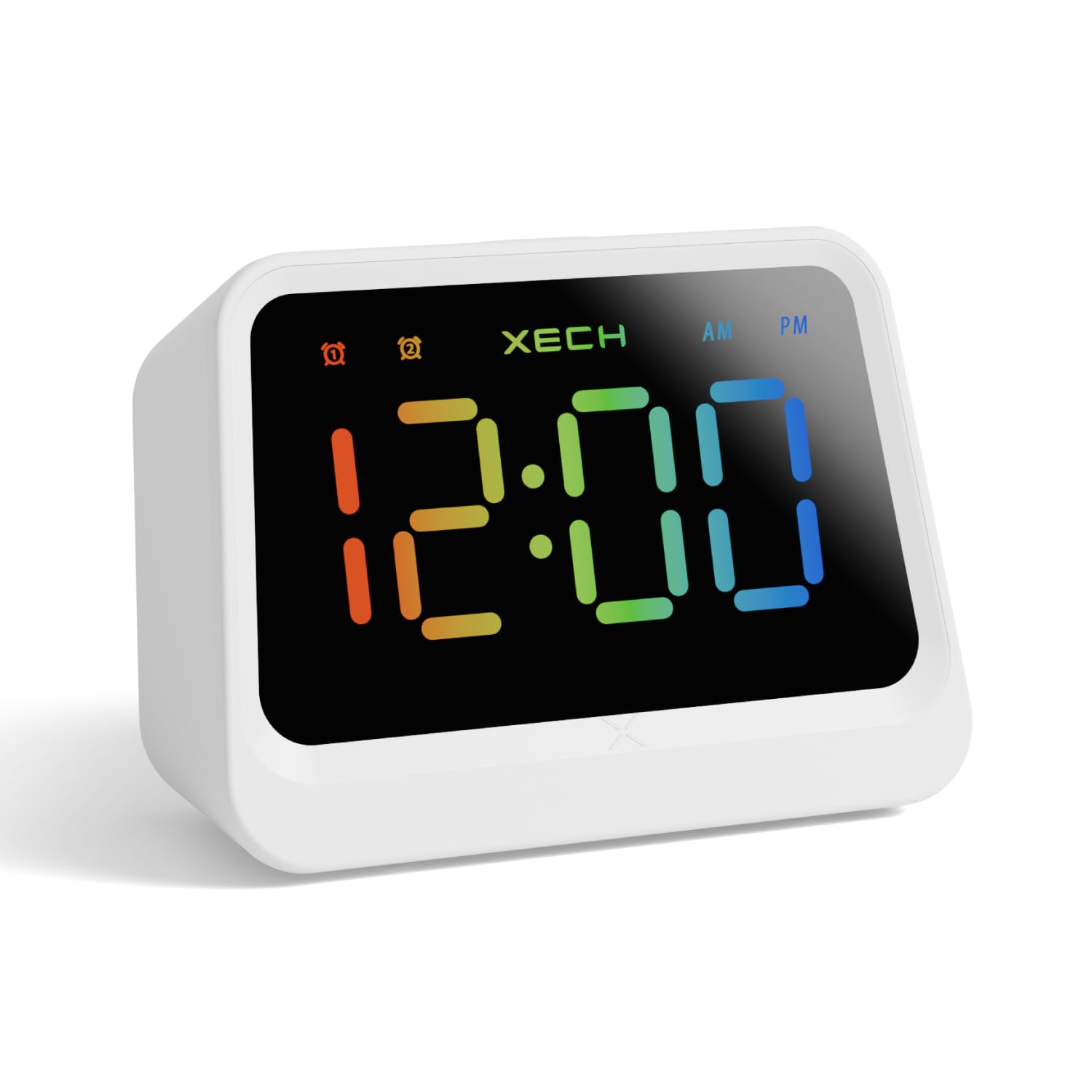 Xech Digital Alarm Clock with Pen Stand | Rechargeable, Loud Dual Alarms, Bluetooth Auto Time Sync, Multicolour Desk Clock | Gift for Kids, Men, Women | Study Table Organizer (Prism Lite)-image-19