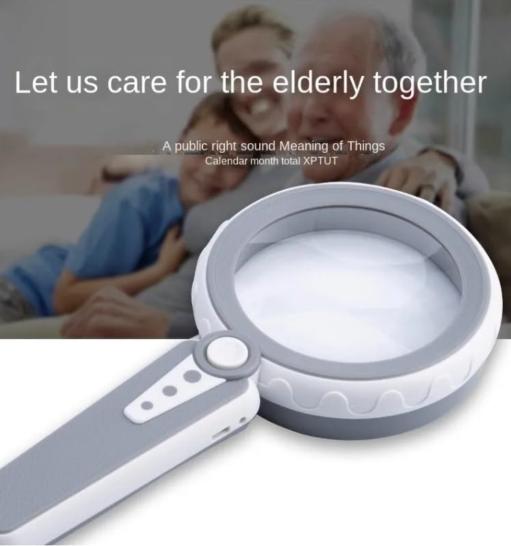 Rechargeable Handheld Magnifier with 18 LED Light Foldable Desktop Magnifying Glass