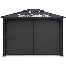 Wonwon Gazebo Universal Replacement Privacy Curtain Privacy Panel Canopy Side Wall with Zipper for 10' x 12' Outdoor Gazebo Black