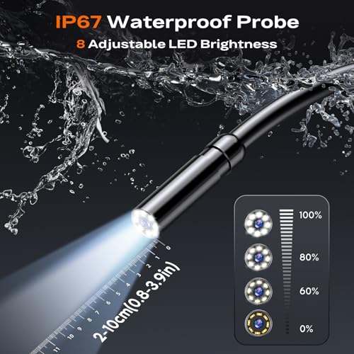 Image of 1920P HD Endoscope Camera with Light, 4.3 inch IPS Handheld Borescope