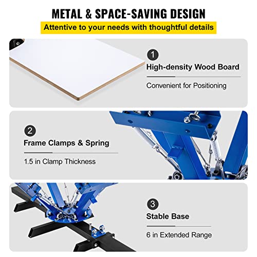 Vevor Screen Printer 4 Color 2 Station Silk Screen Printing Kit 55X45Cm T-Shirt Screen Printing Machine Screenprint Press (4 Color 2 Station) , Blue #TOP2