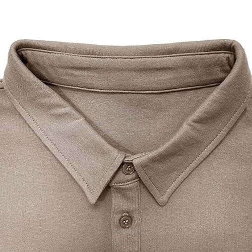 Men's Casual and Comfortable Solid Color Lapel Long Sleeve Polo Shirt, Cardigan Men4