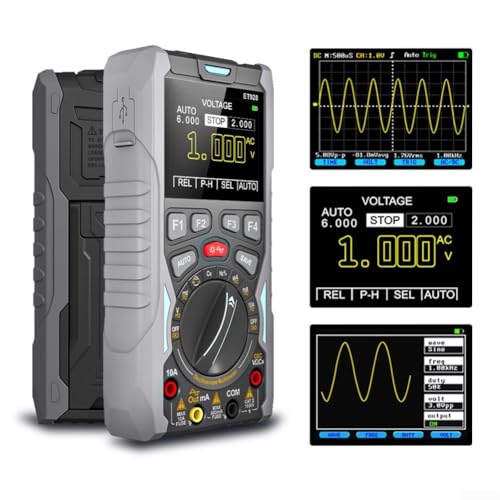 LUCKCDUO ET928 Oscilloscope numérique 3 en 1, multimètre à main avec multimètre et générateur de signal de bande passante 12 MHz
