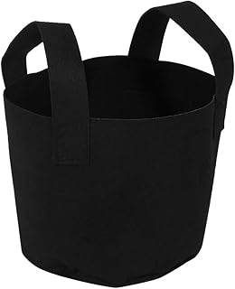 POCREATION Saco de cultivo de plantas, saco de cultivo de plantas de feltro engrossado redondo com alças duplas recipiente de vaso de planta de aeração de flores vegetais ideal para jardim de baclony quintal preto [(14 x 18 cm1 galão)]