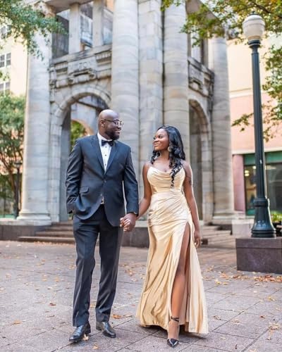 Strapless Satin Prom Dress 2025 Long Mermaid Bridesmaid Dresses for Women Ruched Formal Evening Gowns with Slit WO0753