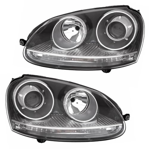Image of XYZ Parts Projector Upgrade Headlights Gti R32 Style Xenon Look Black Inner Compatible With VW Golf Mk5 2003-2009 Boxed Pair Replacements