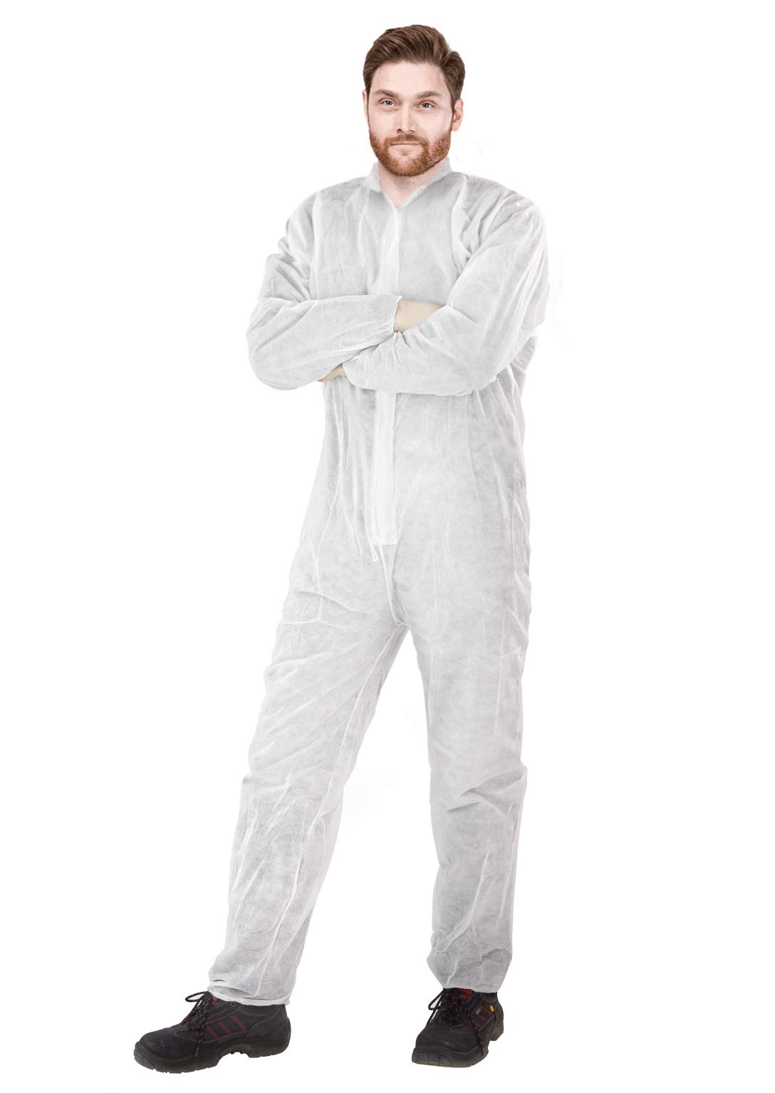 AMZ Hazmat Suit Disposable Coveralls. Paint Suit Large. 30gsm