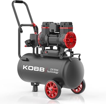 KOBB KBK25S 1.7HP 25Lt 8Bar Oil-Free Quiet Portable Air Compressor
