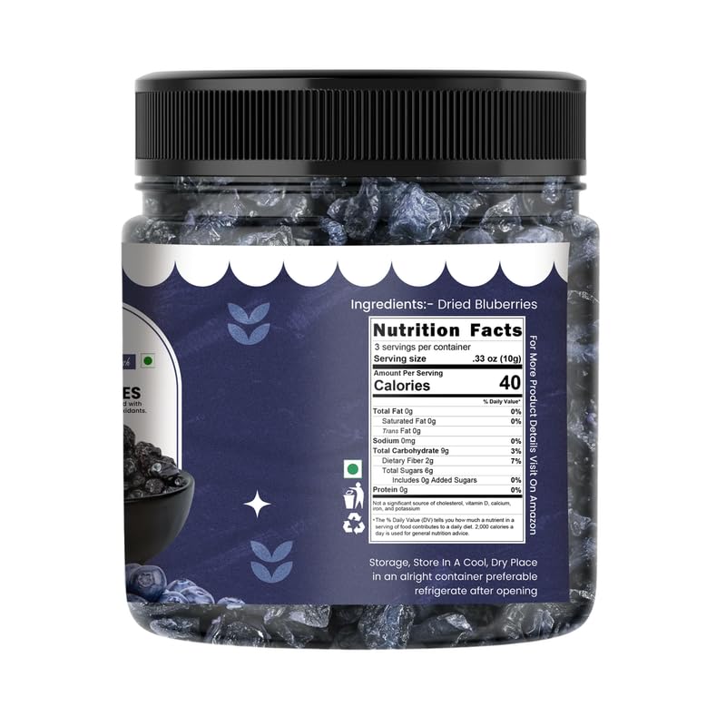 Image of NUTRIZAIKA Organic Dried Blueberry 100 gm | Whole & Naturally Sweet Blueberry | High in Antioxidants & Fiber | Premium Dried Berry