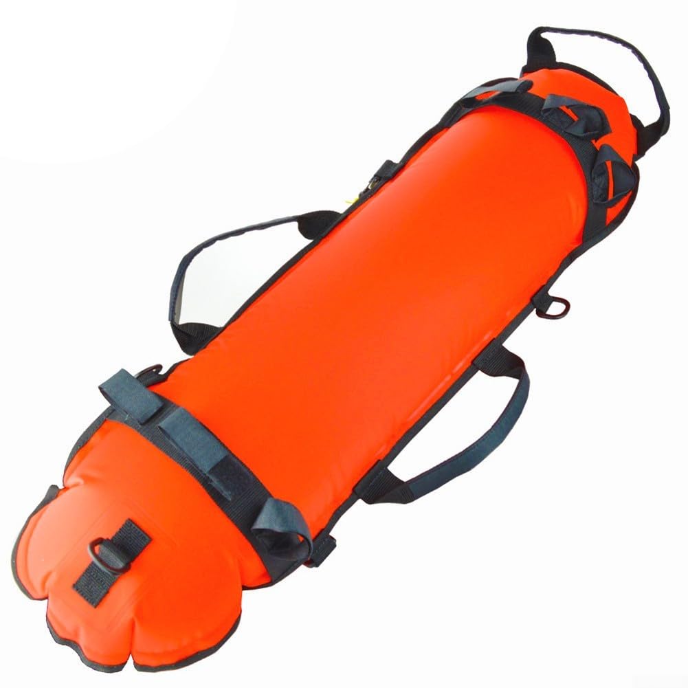 Arancio Diving Tubo Galleggiante Con Bandiera Di Sicurezza E 5 D Anelli Per Attrezzatura Da Pesca Subacquea Deposito Ad Alta Visibilità Boa Gonfiabile Con 20m Corda E Supporti Fucile Per Sport