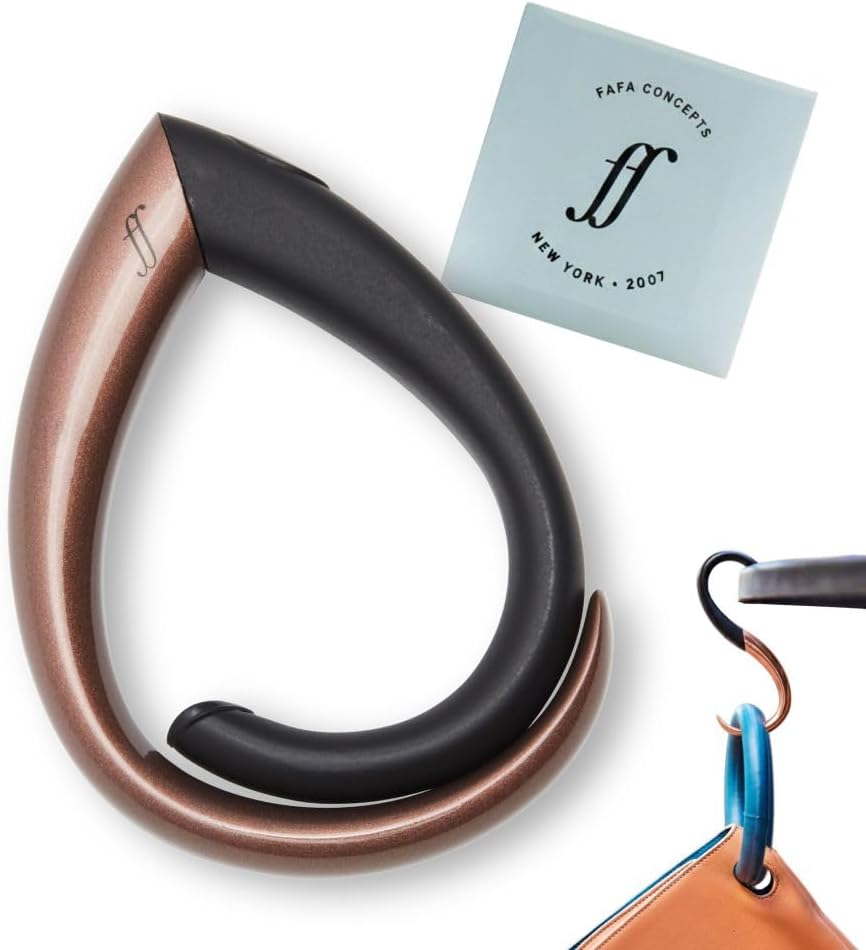 - EMBRACE Purse Hook Hanger – Lightweight, Durable Teardrop S Hooks | Bag Clip Holds 22 lb Bags, Backpacks, Totes | Purse Charms for Women, Men | Caviar & Cognac