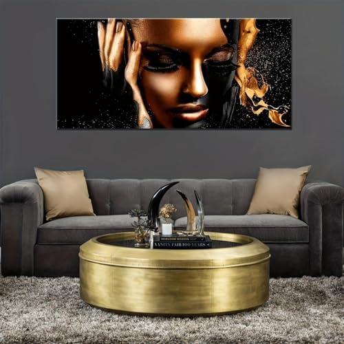 Toile femme africaine fleur LSYALUCK tableau mural élégant 80x165 cm décor salon avec cadre intérieur