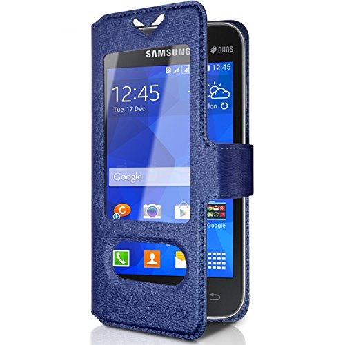 Seluxion - Housse Coque Etui S-View Universel S Couleur Bleu pour Samsung Galaxy Ace 4
