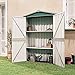 Festnjght Cobertizo de Acero Galvanizado Caseta Exterior Armario Herramientas de Jardinería Doble Puertas Techo Impermeable 107,5x46x183cm Verde