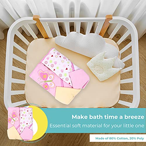 DELA DISCOUNT 51ZGNuEmyTS Spasilk Bath Hooded Towels & Washcloths Set for Babies, 2 Hooded Terry Bath Towels & 2 Washcloths, Pink Butterfly  