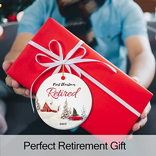 Retirement Ornament 2023, First Christmas Retired Ornament 2023, Retirement Gifts For Women,Coworker,Teacher,Nurse, 2.9" Ceramic Retirement Christmas Ornament 2023 #TOP6