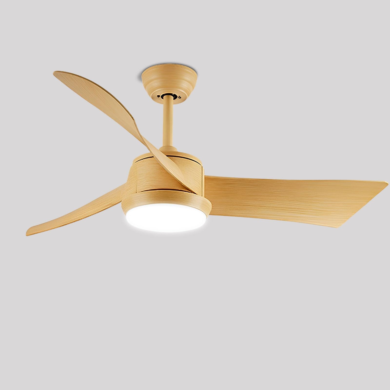 KXEcoLife 52in Quiet Ceiling Fan With Light Remote 6 Speeds Reversible DC Motor, Dimmable 48W LED Fixtures For Bedroom Living Room Classroom Restaurant