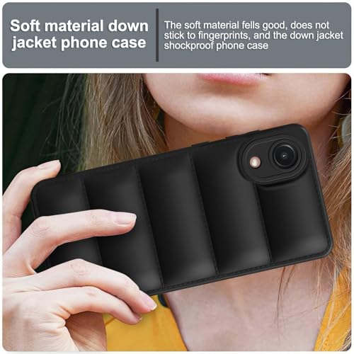 Image of Plus Puffer Case Camera Protection Soft Back Cover for Samsung Galaxy A03 Core - Black