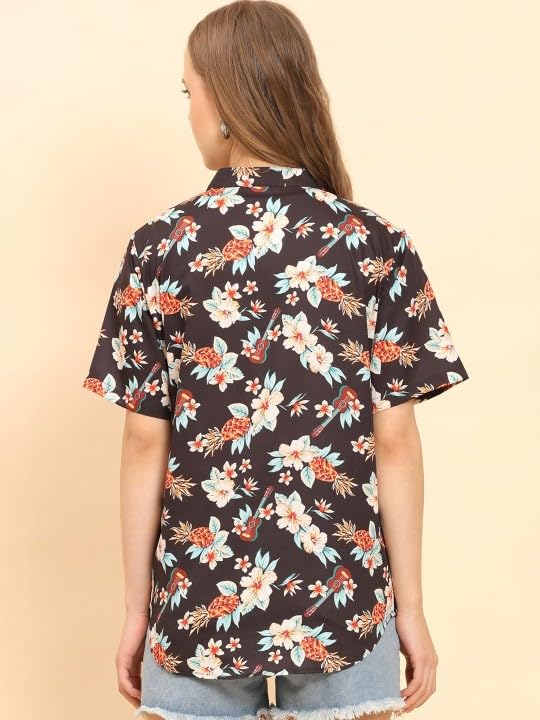 Image of Trendy Queen Women's Printed Straight Polyester Mandarin Collar Top (SD814 T)