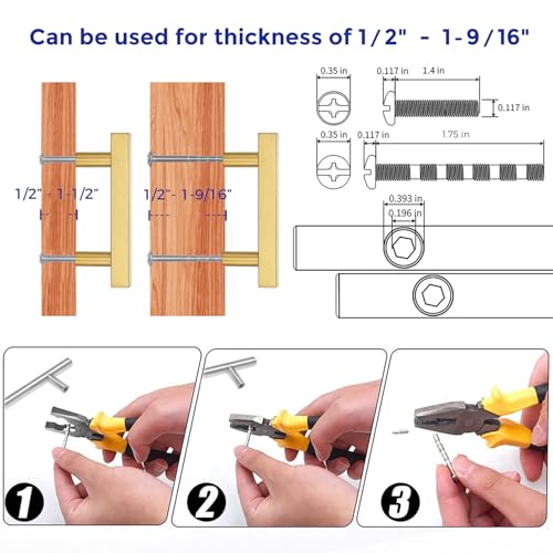 Image of Ravinte 10 Pack 2-1 /2 Inch Cabinet Pulls Gold Sqaure Kitchen Cabinet Handles Gold Cabinet Hardware Stainless Steel Drawer Pulls 4 Inch Overall Length with Mounting Template