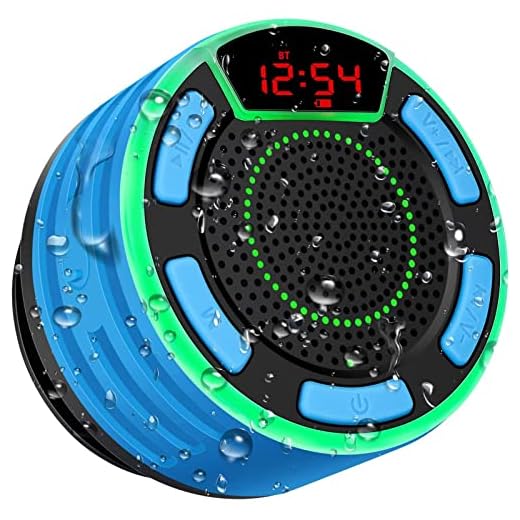 Bluetooth Speakers, BassPal IPX7 Waterproof Portable Wireless Shower Speaker with LED Display, FM Radio, Suction Cup, Light Show, TWS, Loud Stereo Sound for Pool Beach Home Party Travel Outdoors