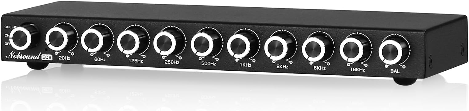 Nobsound 9-Band Stereo EQ Preamp: HiFi Equalizer Audio Processor with Tone Controls | 111dB SNR | 0.001% THD | 2 RCA in/Out | for Home Stereo Audiophiles (EQ9)