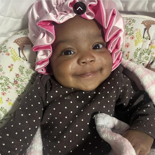 Image of AKISS Baby Infant Newborn Toddler Satin Silk Hair Bonnet for Baby Girl Boy Sleeping Kids Cap Hat