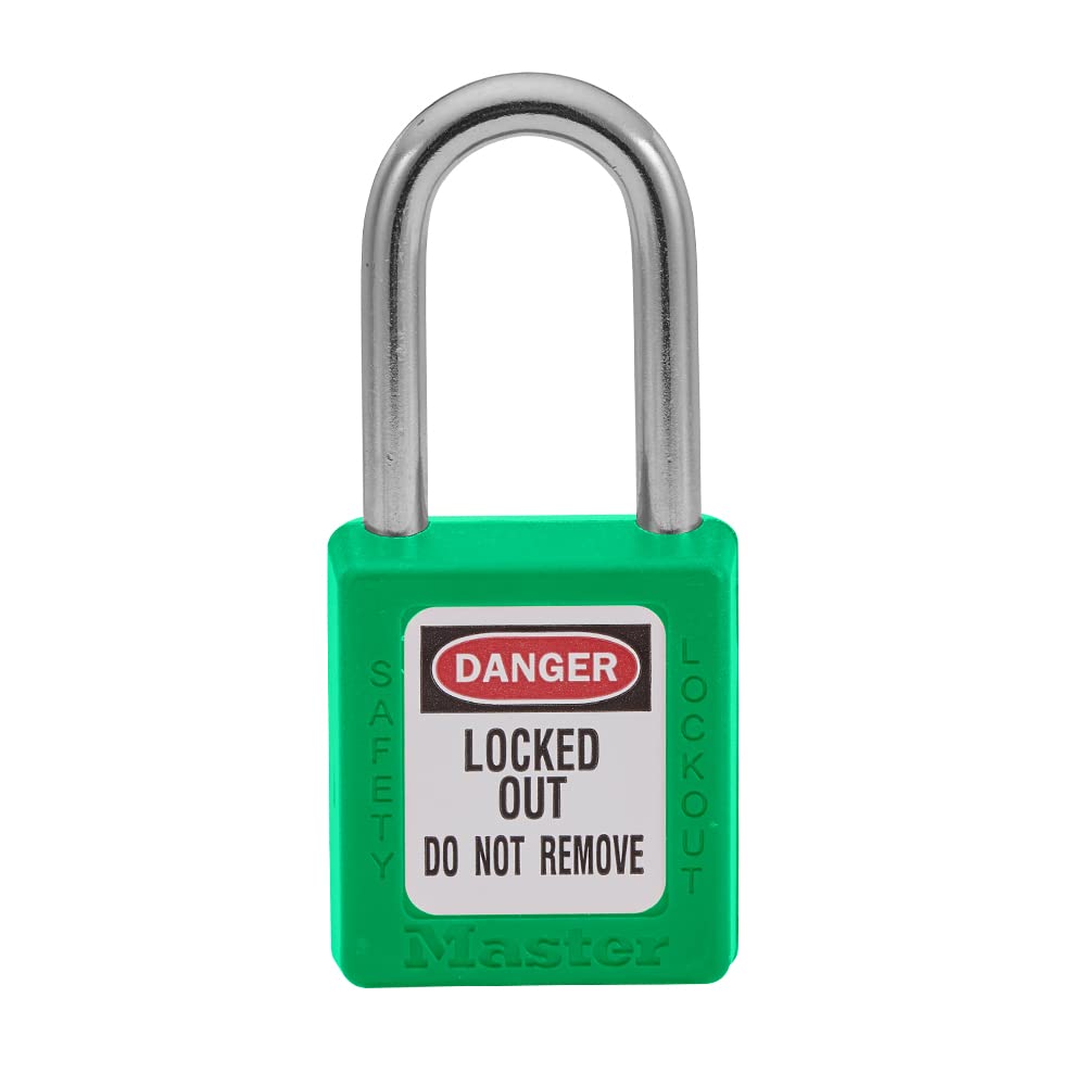 Master Lock 410GRN Lockout Tagout Safety Padlock with Key Green 0.25 in. Shackle Diameter