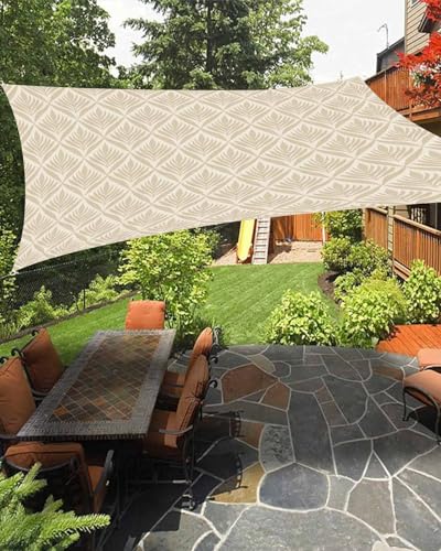 Yellow Geometric Floral Sun Sail Shades Rectangle Canopy,Sunlight Block Heavy Duty Curved Backyard Shade Cover,Waterproof Sun Shades for Patios Garden Outdoor,12'x16' Contemporary Minimalist Art