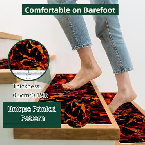 Peldaños para escaleras antideslizantes de madera juego de 15 alfombrillas magma 8 x 30 3