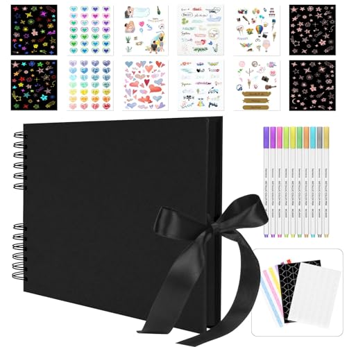 Image of bemece Scrapbook, 12.6 x 8.3 Inch 80 Pages Extra Large Photo Album Craft Paper, Thick DIY Handmade Album Scrapbook for Anniversary, Wedding,Travelling, Baby Shower…