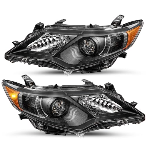 JSBOYAT Projector Headlight Assembly Replacement for 2012 2013 2014 Toyota Camry SELLEXLEHybrid Headlamp Driver Passenger SideBlack Housing & Amber Reflector product thumbnail 2