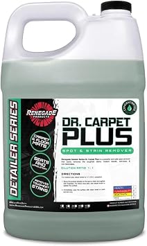 Renegade Products Dr. Carpet Plus - Professional Spot & Stain Remover for Carpets, Upholstery & Floor Mats | Powerful Interior Cleaner for Tough Stains, Grease & Odors 1 GALLON