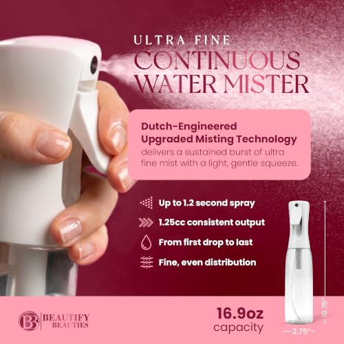 Image of BeautifyBeauties Continuous Spray Bottle for Hair, 16.9 oz Mister Spray